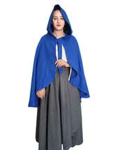ANITA P. Blue Wool Riding Cape – Medieval Viking Woolen Cloak with Hood